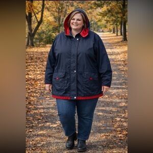 Penningtons Navy and Red Utility Jacket size 2X.